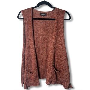 Eskandar 100% Linen Open Knit Sweater Vest Rust Marled Lagenlook Sz. OS